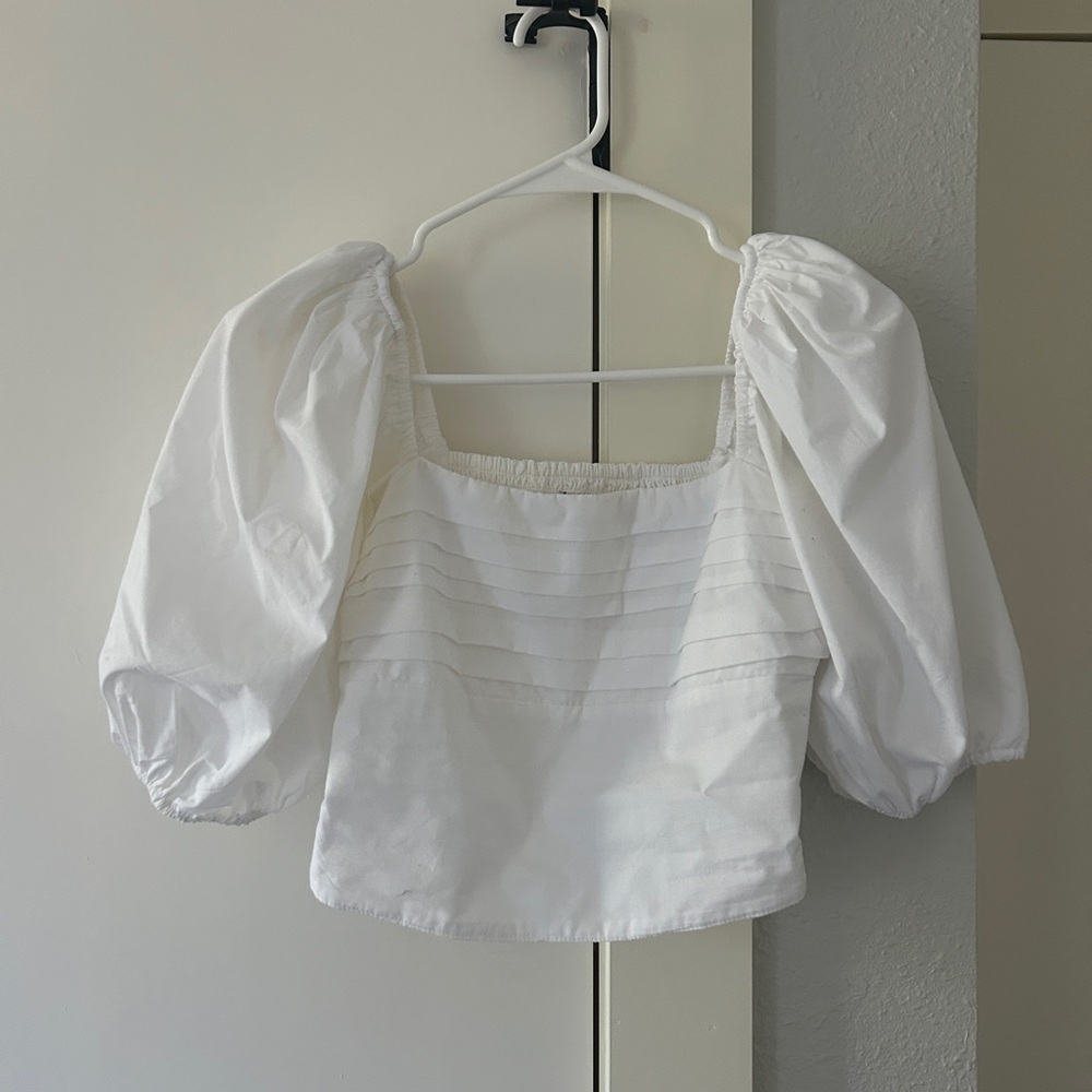 Abercrombie White Puff Sleeve Top